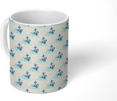 Mok - Koffiemok - Retro - Anker - Zee - Patronen - Marine - Mokken - 350 ML - Beker - Koffiemokken - Theemok