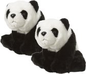 2x stuks pluche panda beer knuffel 22 cm - Dieren speelgoed knuffels