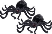 2x stuks zwarte pluche spin knuffel 40 cm - decoratie spinnen - zwarte weduwe