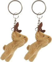 4x stuks pluche eland knuffel sleutelhanger 6 cm - Speelgoed dieren sleutelhangers