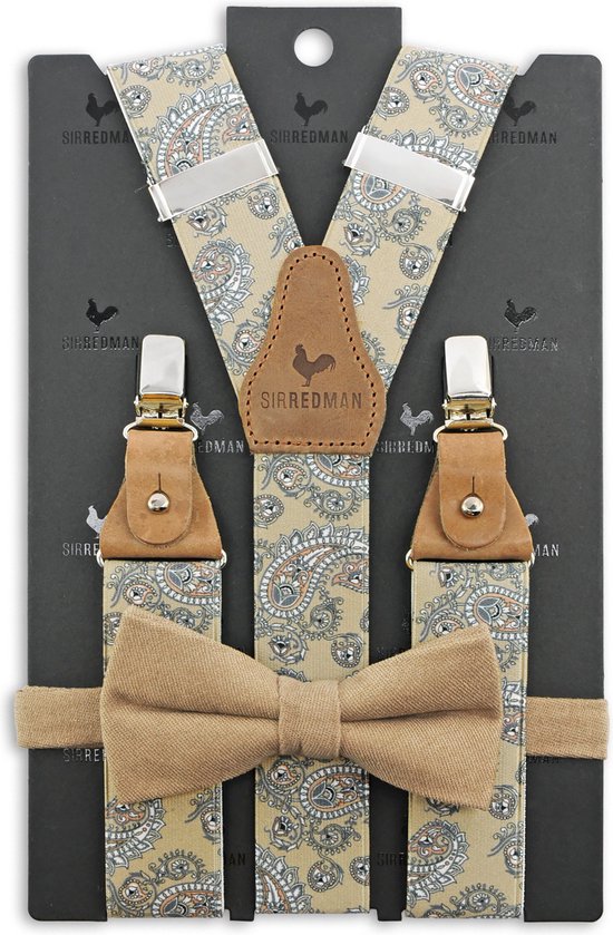 Sir Redman braces combi pack Pedro cravate noire, noir / beige