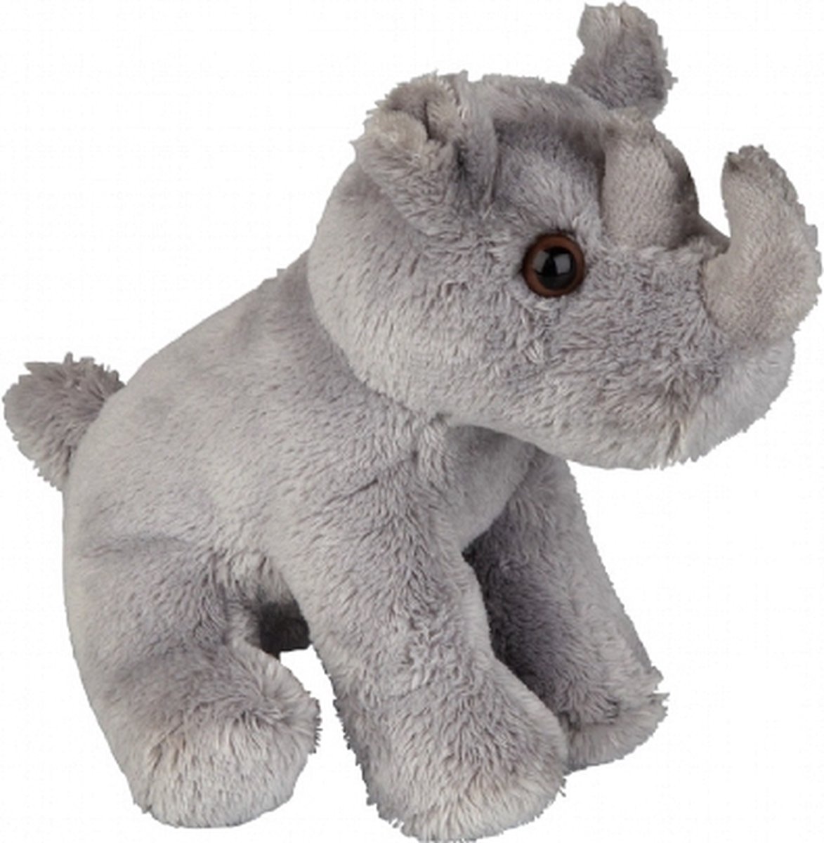 Ravensden Pluche knuffel - zittende neushoorn - 15 cm - wilde dieren knuffel