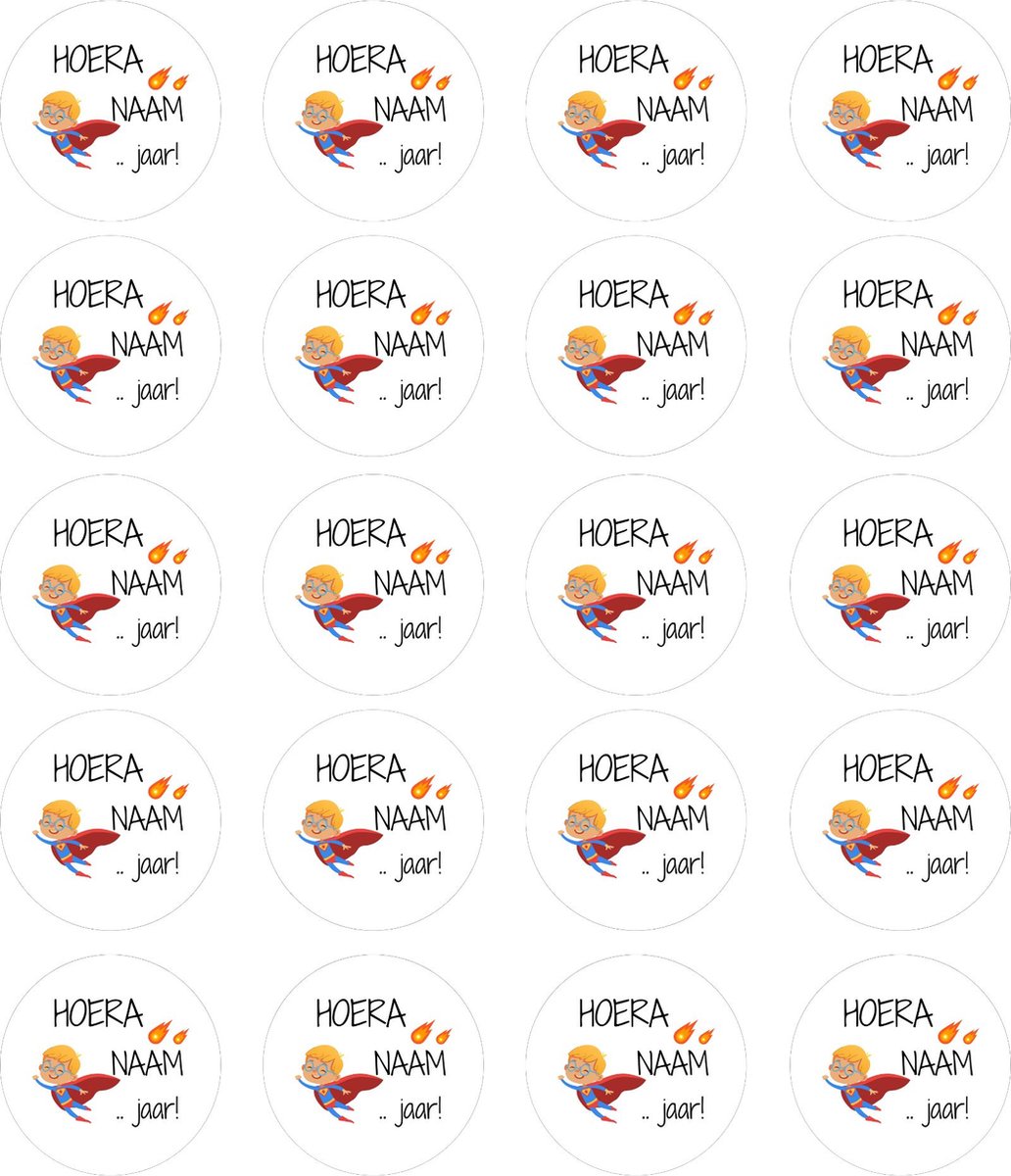 20 x Stickers Met Naam Leeftijd | Verjaardag Jongen Superman | Gepersonaliseerd | Sluitstickers | Kinderfeest Traktatie — afbeelding 2