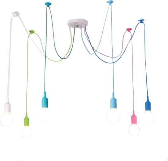 Kroonluchter met 6 hangende lampen – Multi kleur – 60W