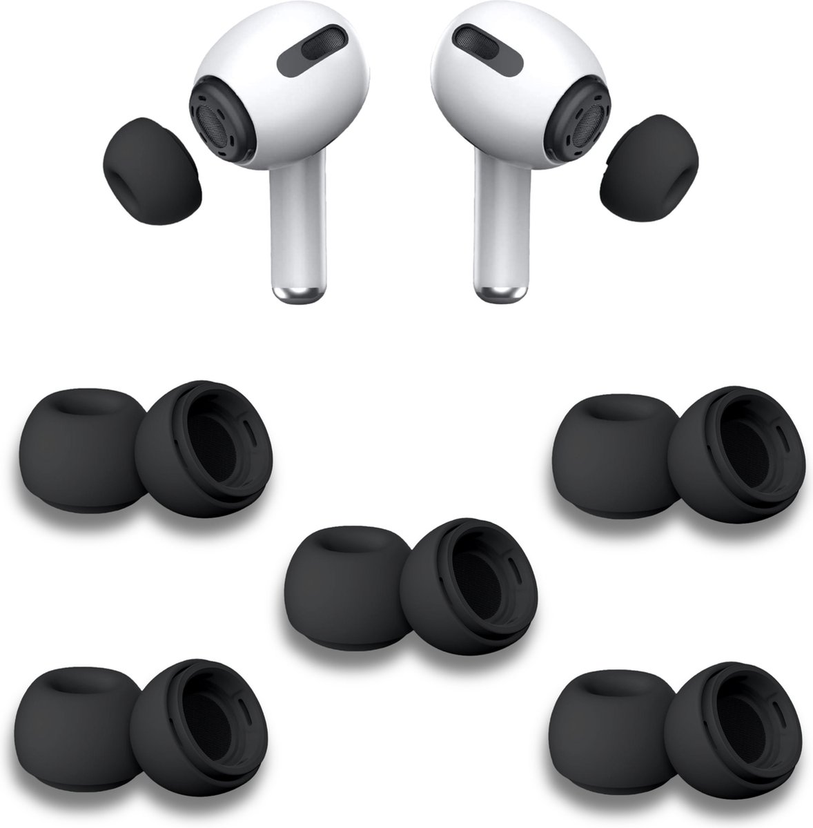Oordopjes geschikt voor Apple Airpods Pro - Airpods Pro tips - Airpods Pro vervanging tips - 5 paar oordopjes geschikt voor Airpods Pro - Small / Zwart