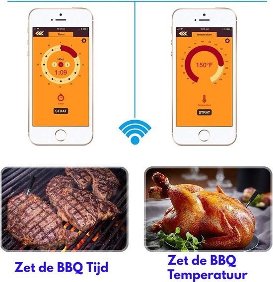 Taosha® Slimme Draadloze Vlees Thermometer Draadloze Thermometer Voor