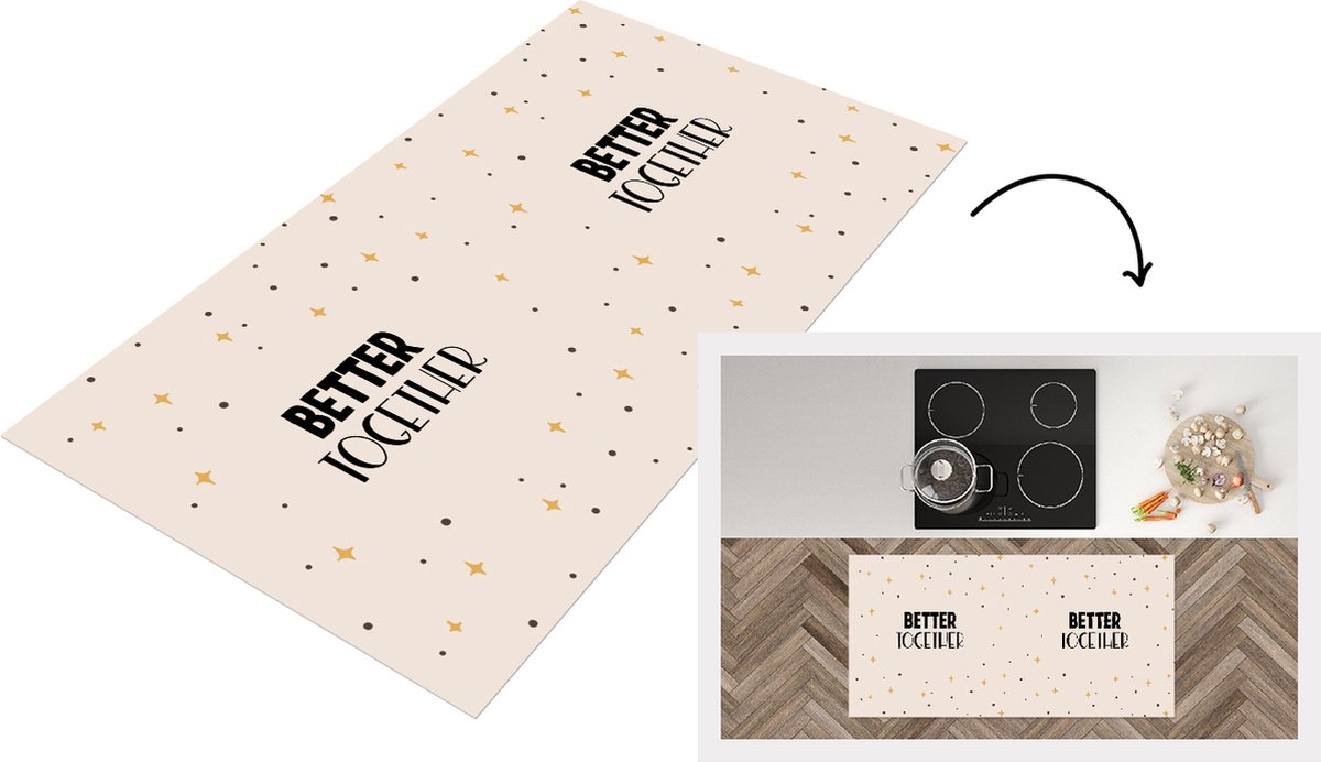 KitchenYeah Keukenloper - Loper keuken - Liefde - Quotes - Relatie - Better together - Spreuken - 120x60 cm - Keukenloper vinyl Multicolor
