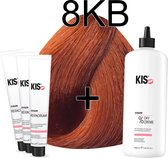 Kis KeraCream Color - 100ml - Haarverf Set - 8KB Licht koper blond | KIS - (3 x haarverf & 1L waterstofperoxide)