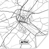 Poster Stadskaart – Plattegrond – België – Zwart Wit – Ath – Kaart - 100x100 cm XXL