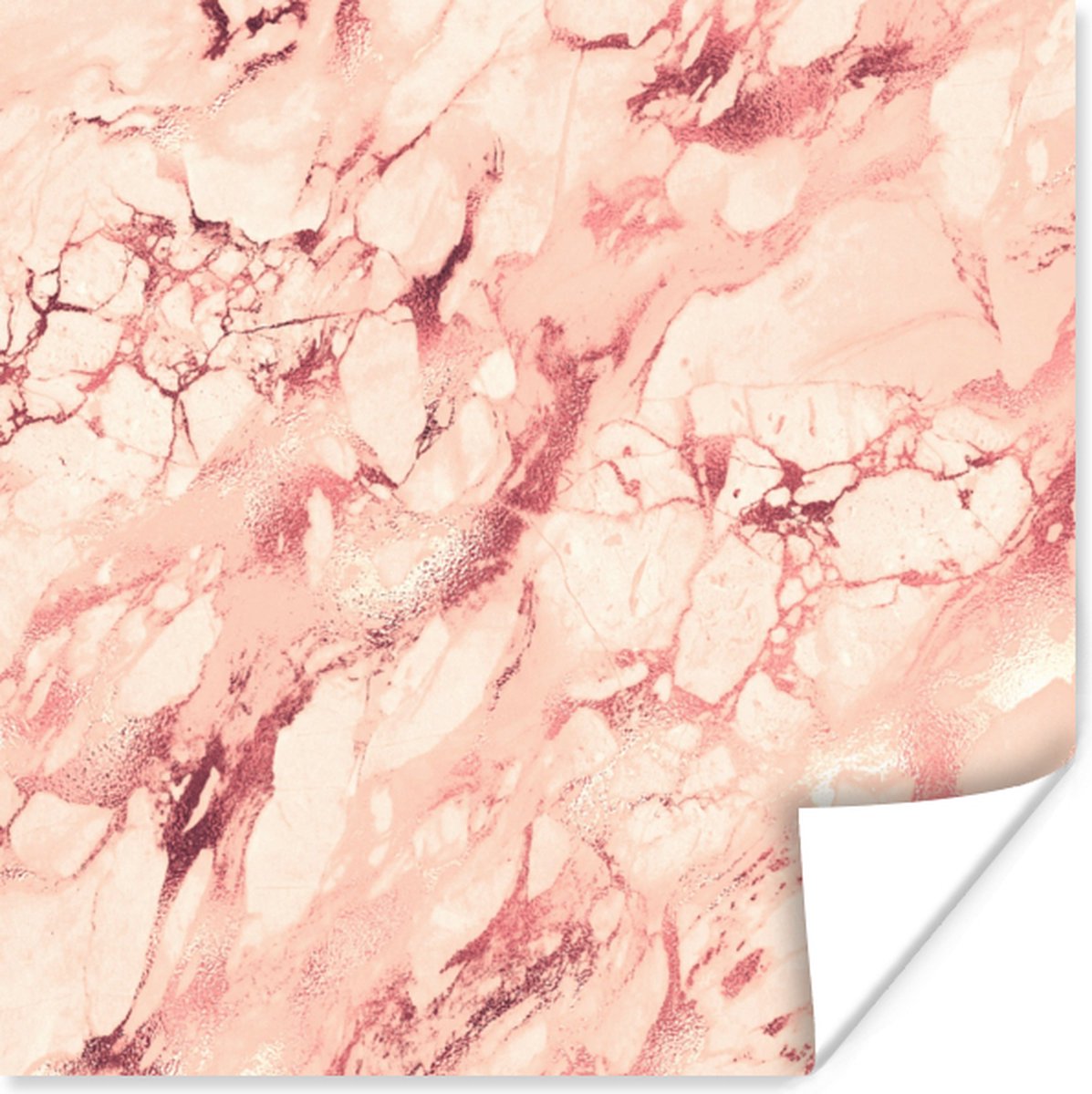Poster Roze - Stenen - Marmer - 30x30 cm