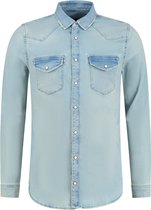 Purewhite -  Heren Regular Fit   Overhemd  - Blauw - Maat XS