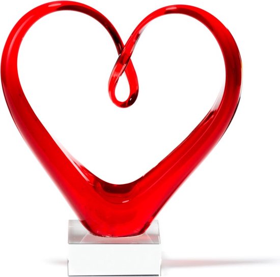 Leonardo Heart Glazen hart - Rood - H24 cm