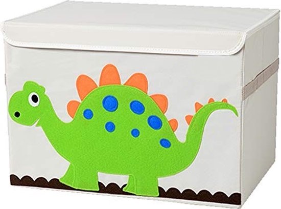 By Baboo Dinosaurus Speelgoedkist met Deksel - 53cm x 36cm - Crème