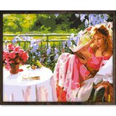 Eagle® Diamond Painting Volwassenen - Vrouw met Boek - 50x40cm - Vierkante Steentjes