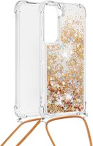 Lunso - Backcover hoes met koord - Samsung Galaxy S22 Plus - Glitter Goud