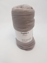 Saphira Velours Hoeslaken Taupe Grey 140/160 x 200 cm + 30 cm hoekhoogte