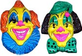 Set van 2x stuks Carnaval Clown thema wanddecoraties 60 x 60 cm per stuk - Versieringen/feestartikelen