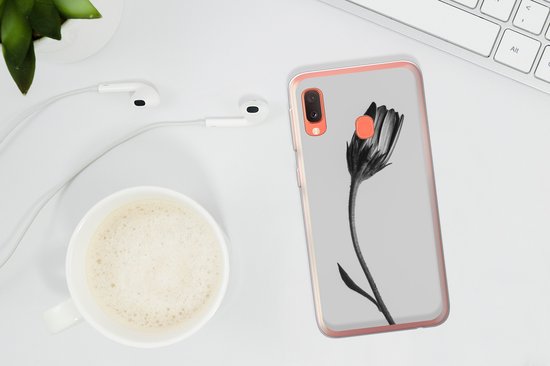 Coque Samsung Galaxy A20e - Plante - Macro - Zwart - Wit - Siliconen