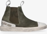 Yellow cab | Vulcan men 2-b military green dirty brush black suede chelsea sneaker - off white d | Maat: 44