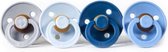 BIBS Fopspenen | Set 4 stuks | T2 6-18 Maanden | Cloud, Baby Blue, Midnight Blue, Sky Blue | Maat 2 | Natuurrubber