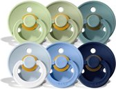 BIBS Fopspenen | Sea and Sky Mix | 6 Stuks | T2 6-18 Maanden | Blauw, Groen, Glow Blauw | Voordeelset | Natuurrubber