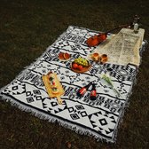 130 bij 180cm Zwart Wit Stoffen Picknickkleed Kleed voor Picknick Picknickdeken