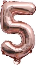 Folieballon / Cijferballon Rose Goud - getal 5 - 41cm