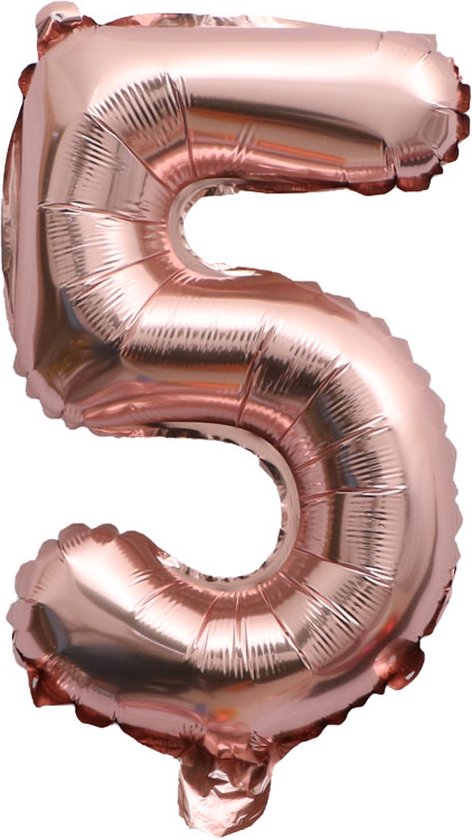 Folieballon / Cijferballon Rose Goud - getal 5 - 41cm