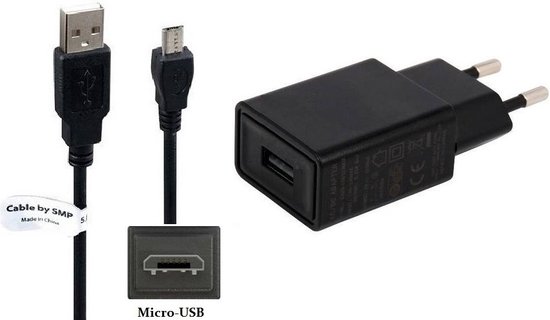 2A lader + 1,5m Micro USB kabel. TUV geteste oplader adapter met robuust  snoer past op... | bol.com