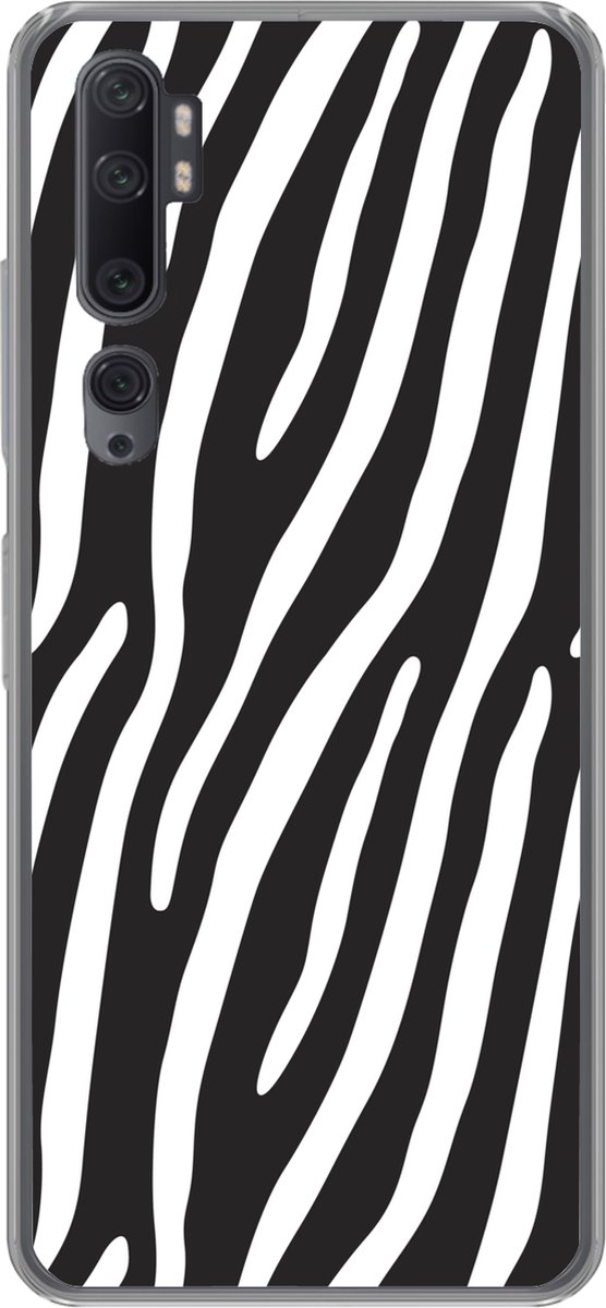 Telefoonhoesje Geschikt voor Xiaomi Mi Note 10 hoesje - Dieren - Zebraprint - Zwart - Siliconen Telefoonhoesje Telefoonhoesje