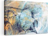 Artaza Canvas Schilderij Abstracte Kunst - Rustige Blauwe en Gele Kleuren - 90x60 - Foto Op Canvas - Canvas Print - Muurdecoratie
