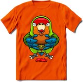 Lekkerbek papegaai T-Shirt Grappig | Dieren vogel agapornis Kleding Kado Heren / Dames | Fastfood Cadeau shirt - Oranje - S