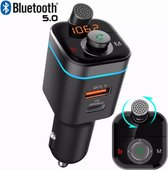 DrPhone BC17 Audio - Bluetooth 5.0 + PD 18W Snel lader - Verbeterd Microfoon / Bellen in Auto - FM Transmitter - Draadloze Carkit - Zwart