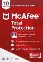 Bol.com McAfee Total Protection 1 jaar / 10 apparaten + McAfee VPN Premium 1 jaar / 5 apparaten - Nederlands - PC/Mac/iOS/Androi... aanbieding