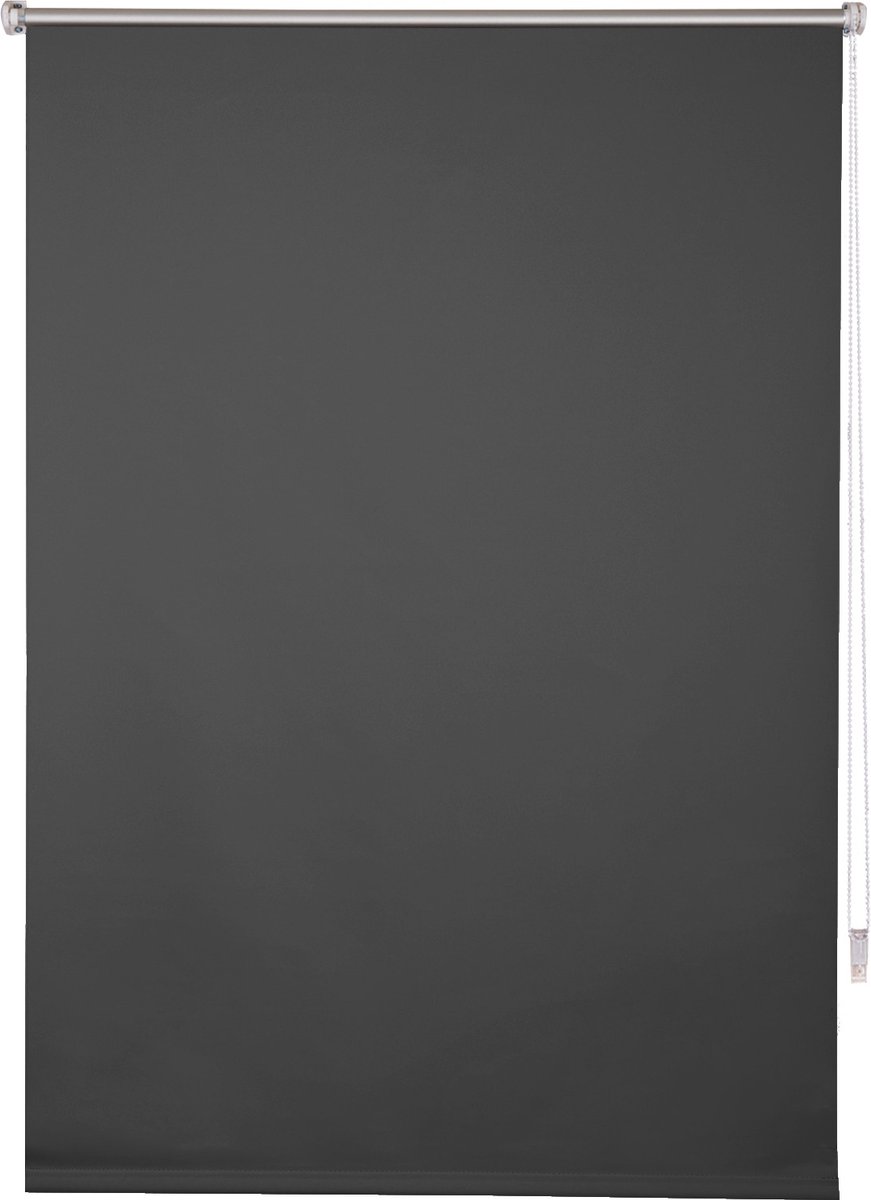 Kamyra® Verduisterend Rolgordijn met Ketting - Montage Zonder Boren - Rolgordijnen, Gordijn - 120x160 cm - Polyester - Antraciet