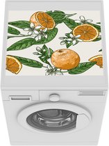 Wasmachine beschermer mat - Illustratie van sinaasappelen en bloesem - Breedte 55 cm x hoogte 45 cm