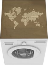Wasmachine beschermer mat - Wereldkaart - Oud - Krant - Breedte 60 cm x hoogte 60 cm