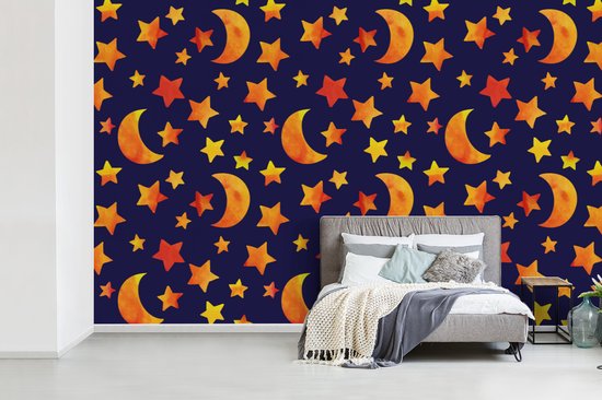 Behang - Fotobehang Sterren - Nacht - Patronen - Kind - Breedte 345 cm x hoogte 220 cm