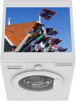 Wasmachine beschermer mat - Huis met vlaggen in Volendam - Breedte 55 cm x hoogte 45 cm