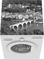 Wasmachine beschermer mat - Luchtfoto van het Slot Heidelberg en de stad Heidelberg - zwart wit - Breedte 60 cm x hoogte 60 cm