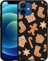 iPhone 12/12 Pro Hoesje Zwart Christmas Cookies - Designed by Cazy