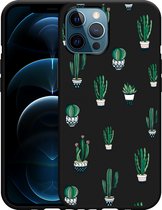 iPhone 12 Pro Max Hoesje Zwart Cactus - Designed by Cazy