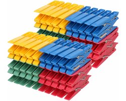 Wasknijpers set - 250 stuks - gekleurd - kunststof - 7 cm - was ophangen - Wasgoedknijpers