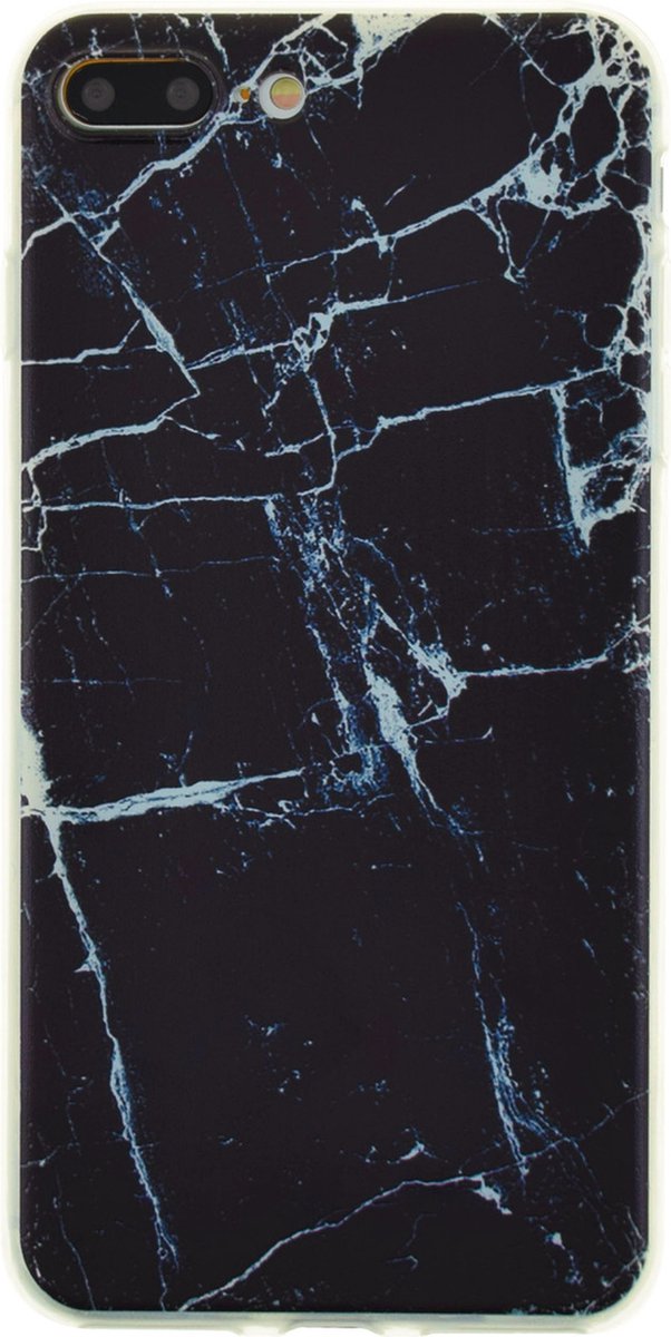 Peachy Zwart marmer TPU hoesje geschikt voor iPhone 7 Plus 8 Plus marble cover