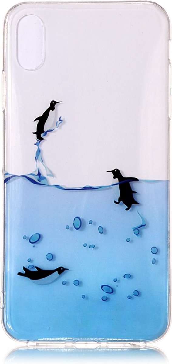 Peachy Penguin TPU transparant hoesje geschikt voor iPhone XS Max Case - Doorzichtig