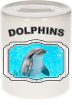 Dieren liefhebber dolfijn spaarpot  9 cm jongens en meisjes - keramiek - Cadeau spaarpotten dolfijnen liefhebber