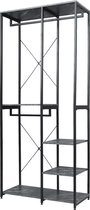 Kamyra® Open Kledingrek met 4 Planken - Kledingkast, Kledingrekken, Kledingkasten - voor Slaapkamer - 90x40x204.5 cm - Marmer