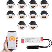 10x Olivia witte Smart LED Inbouwspots complete set - Wifi & Bluetooth - 12V - 3 Watt - 2700K warm wit