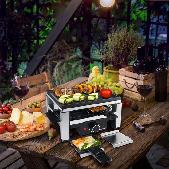 Steba RC104 - Gourmet & Raclette set - 4 personen - extra lang 2 m snoer - hoogwaardige aluminium plaat — afbeelding 3