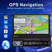 Autoradio met klapscherm AT49 – 1 Din – 7 inch Touchscreen Monitor – Bluetooth & Wifi – Android & iOS – GPS Navigatie – Handsfree bellen – FM radio – USB – Uitschuifbaar display – 16G ROM – 2G RAM – Incl. Afstandsbediening
